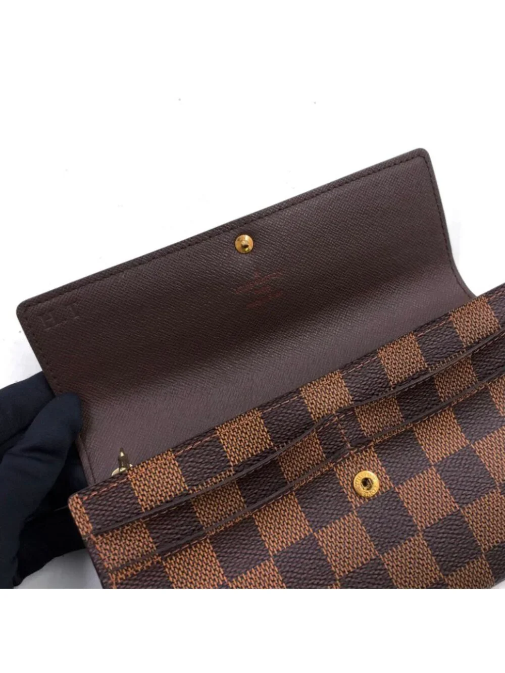 Louis Vuitton Portefeuille Sarah Damier Ebene Initials Leather Brown Bifold